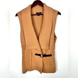Chaps Tan belted built in 100% cotton Sweater Vest | M